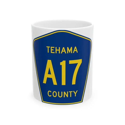 Tehama County A17 (California) (Road Sign) White Coffee Mug 11oz - Go Mug Yourself