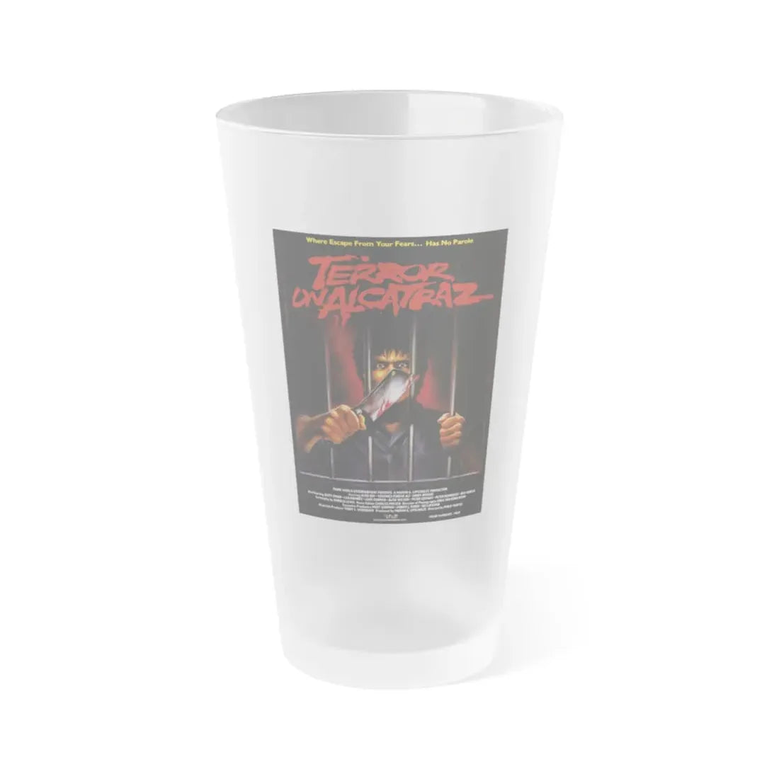 TERROR ON ALCATRAZ 1987 Movie Poster - Frosted Pint Glass 16oz Default Title - Go Mug Yourself