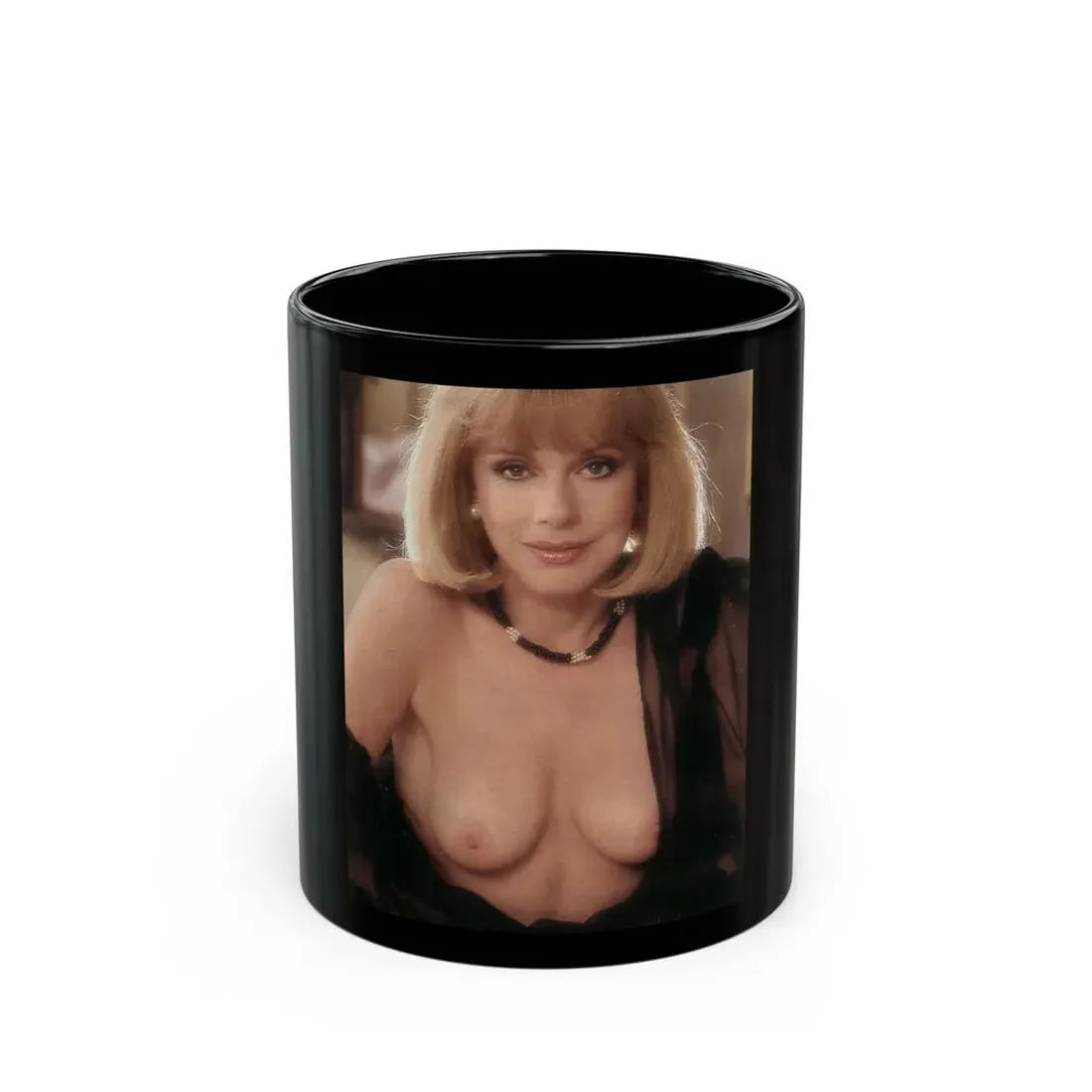 Terry Moore #400 - Unreleased Aug. '84 Playboy Photo from shoot topless in lingerie1 (Vintage Female Icon) Black Coffee Mug 11oz - Go Mug Yourself