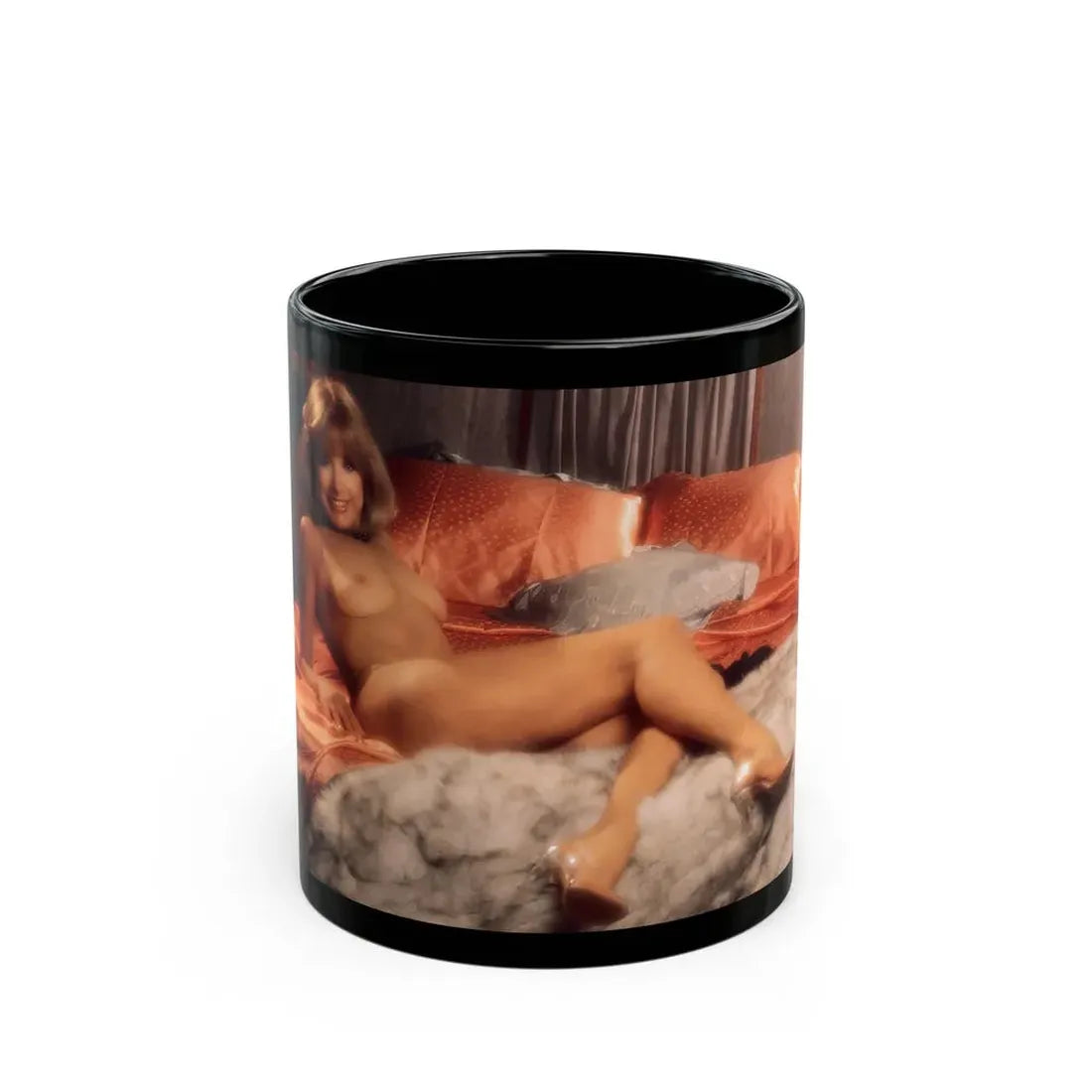 Terry Moore #403 - Unreleased Aug. '84 Playboy Photo from shoot topless in lingerie & closed clear heels (Vintage Female Icon) Black Coffee Mug 11oz - Go Mug Yourself