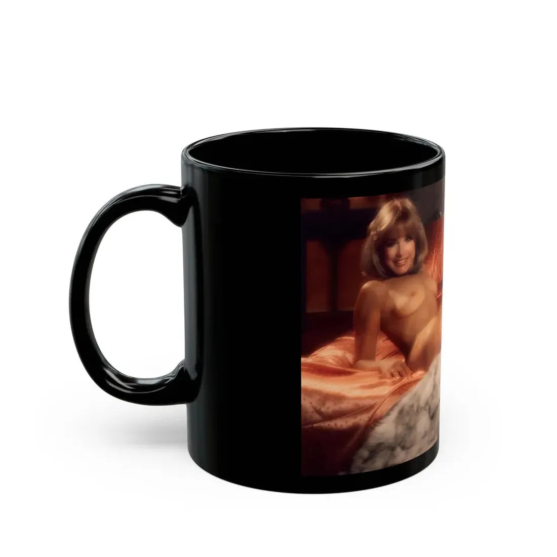 Terry Moore #403 - Unreleased Aug. '84 Playboy Photo from shoot topless in lingerie & closed clear heels (Vintage Female Icon) Black Coffee Mug - Go Mug Yourself
