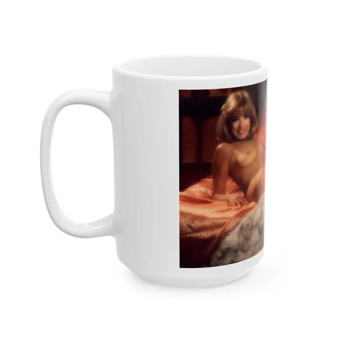 Terry Moore #403 - Unreleased Aug. '84 Playboy Photo from shoot topless in lingerie & closed clear heels (Vintage Female Icon) White Coffee Mug - Go Mug Yourself