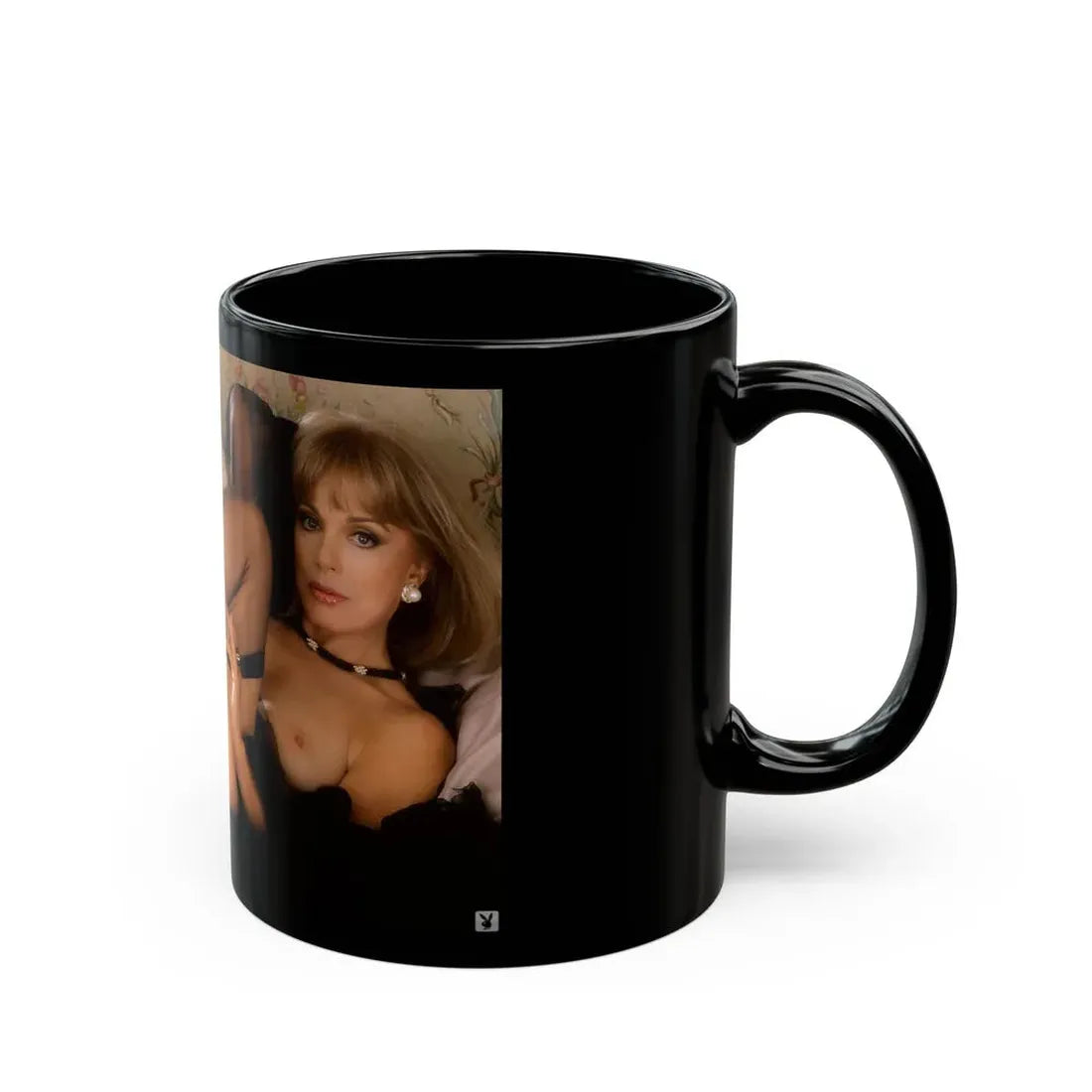 Terry Moore #404 - Unreleased Aug. '84 Playboy Photo from shoot toplesss in lingerie & stockings 1 sexy foot exposed (Vintage Female Icon) Black Coffee Mug - Go Mug Yourself