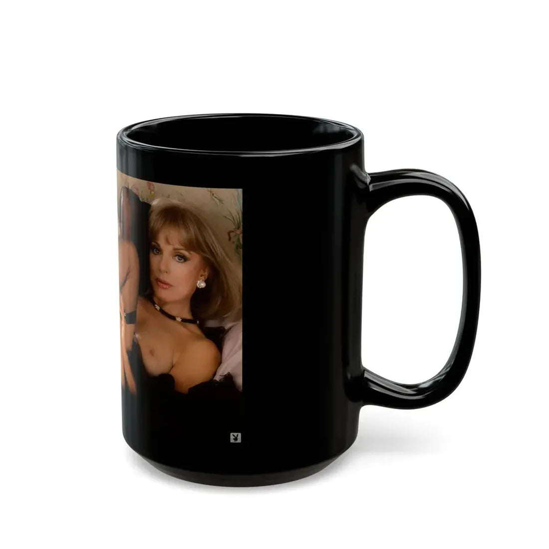 Terry Moore #404 - Unreleased Aug. '84 Playboy Photo from shoot toplesss in lingerie & stockings 1 sexy foot exposed (Vintage Female Icon) Black Coffee Mug - Go Mug Yourself