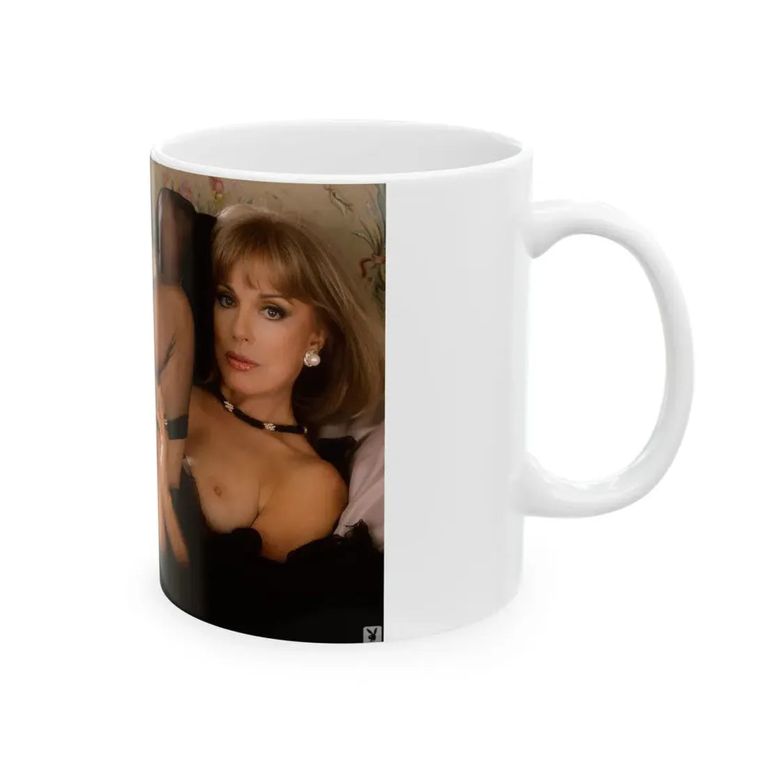 Terry Moore #404 - Unreleased Aug. '84 Playboy Photo from shoot toplesss in lingerie & stockings 1 sexy foot exposed (Vintage Female Icon) White Coffee Mug - Go Mug Yourself