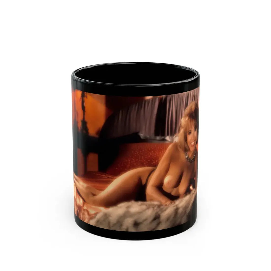 Terry Moore #405 - Unreleased Aug. '84 Playboy Photo from shoot topless in lingerie & open heels (Vintage Female Icon) Black Coffee Mug 11oz - Go Mug Yourself