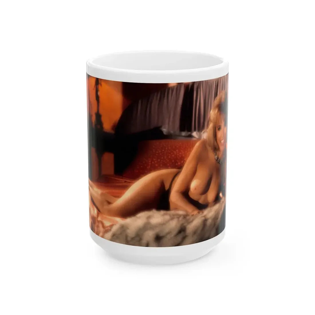 Terry Moore #405 - Unreleased Aug. '84 Playboy Photo from shoot topless in lingerie & open heels (Vintage Female Icon) White Coffee Mug 15oz - Go Mug Yourself