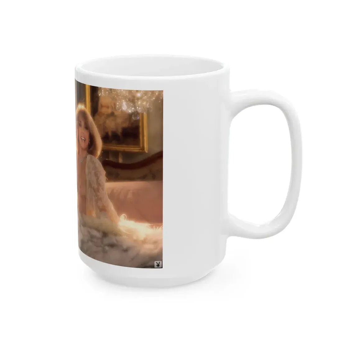 Terry Moore #406 - Unreleased Aug. '84 Playboy Photo from shoot topless in lingerie & heels (Vintage Female Icon) White Coffee Mug - Go Mug Yourself