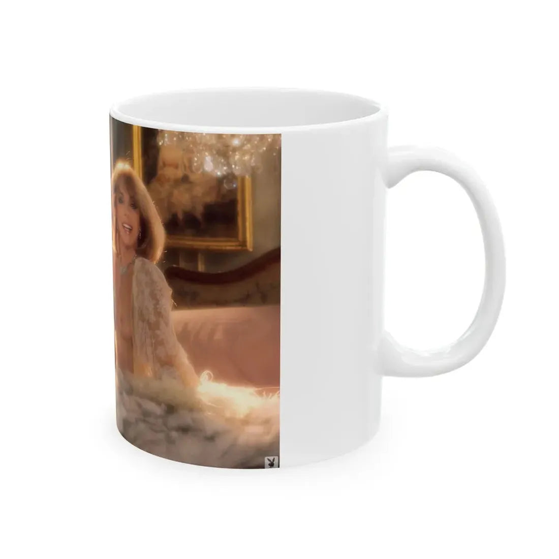 Terry Moore #406 - Unreleased Aug. '84 Playboy Photo from shoot topless in lingerie & heels (Vintage Female Icon) White Coffee Mug - Go Mug Yourself