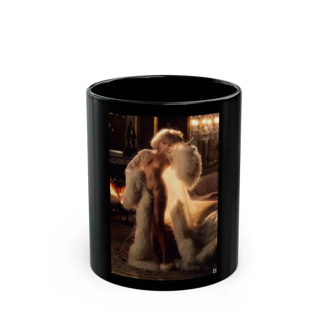 Terry Moore #408 - Unreleased Aug. '84 Playboy Photo from shoot toplesss in lingerie & heels (Vintage Female Icon) Black Coffee Mug 11oz - Go Mug Yourself