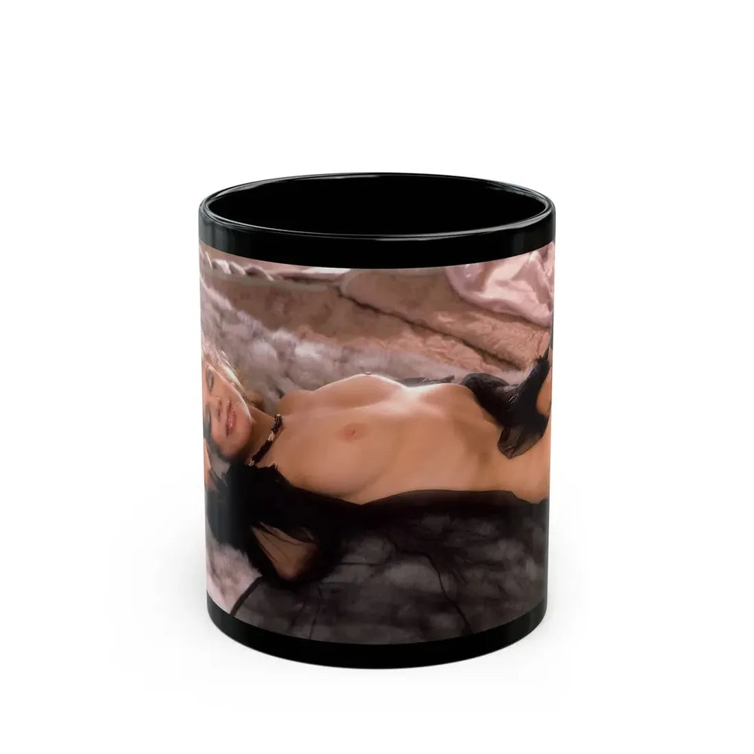 Terry Moore #409 - Unreleased Aug. '84 Playboy Photo from shoot topless black see through in lingerie (Vintage Female Icon) Black Coffee Mug 11oz - Go Mug Yourself