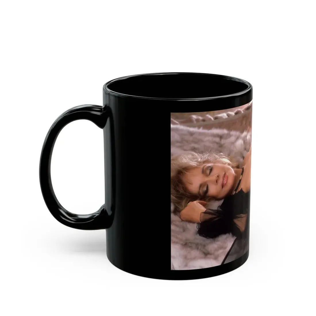 Terry Moore #409 - Unreleased Aug. '84 Playboy Photo from shoot topless black see through in lingerie (Vintage Female Icon) Black Coffee Mug - Go Mug Yourself