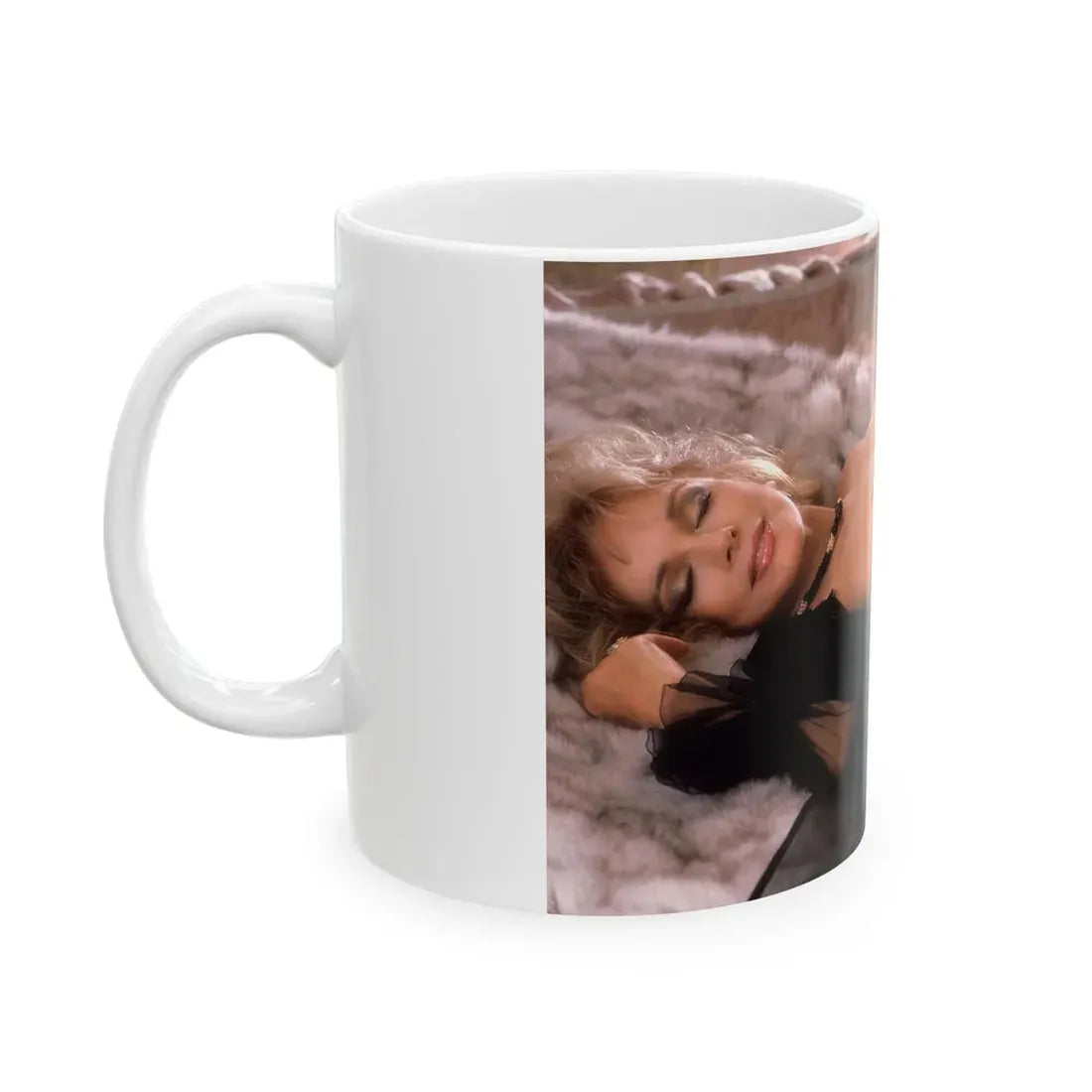 Terry Moore #409 - Unreleased Aug. '84 Playboy Photo from shoot topless black see through in lingerie (Vintage Female Icon) White Coffee Mug - Go Mug Yourself