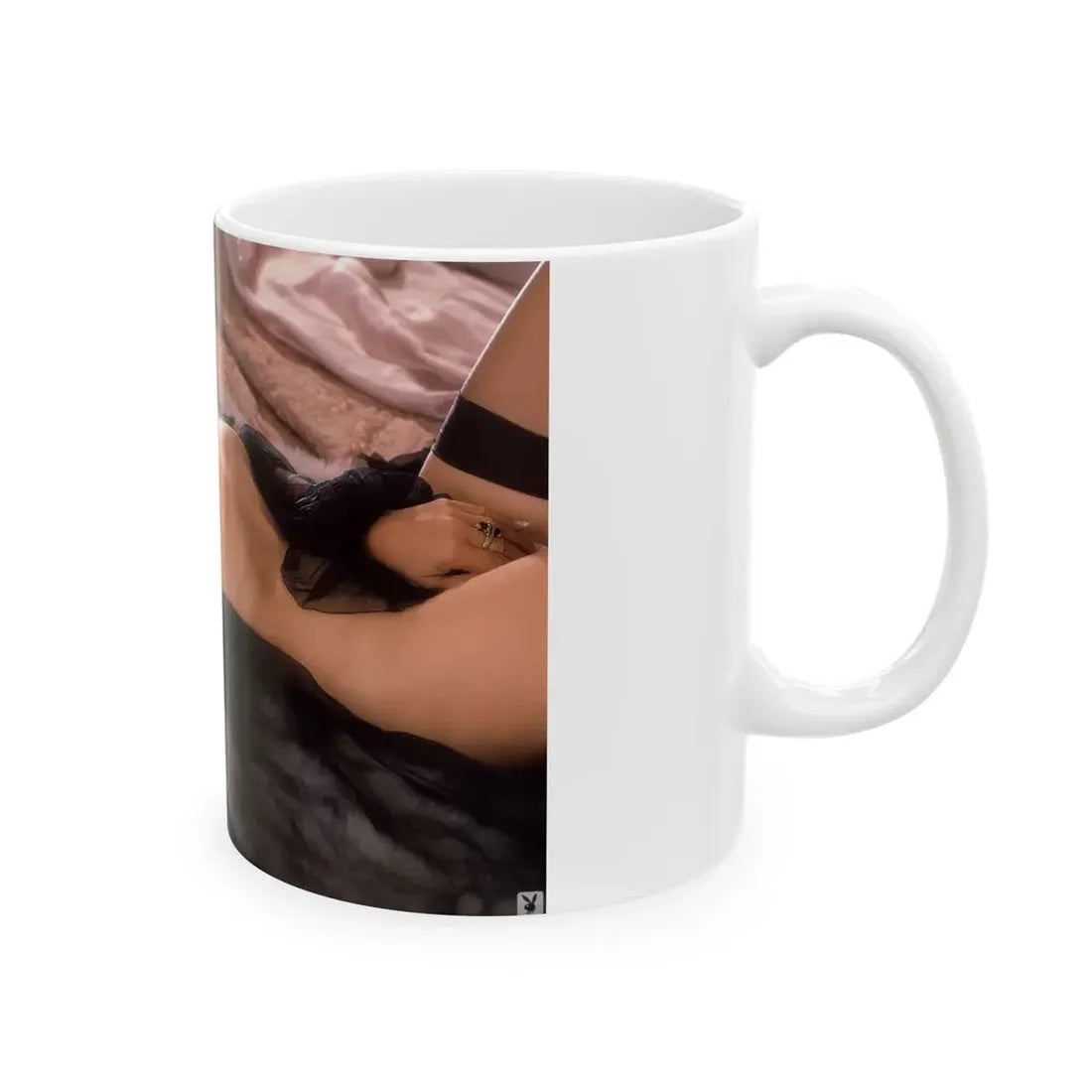 Terry Moore #409 - Unreleased Aug. '84 Playboy Photo from shoot topless black see through in lingerie (Vintage Female Icon) White Coffee Mug - Go Mug Yourself
