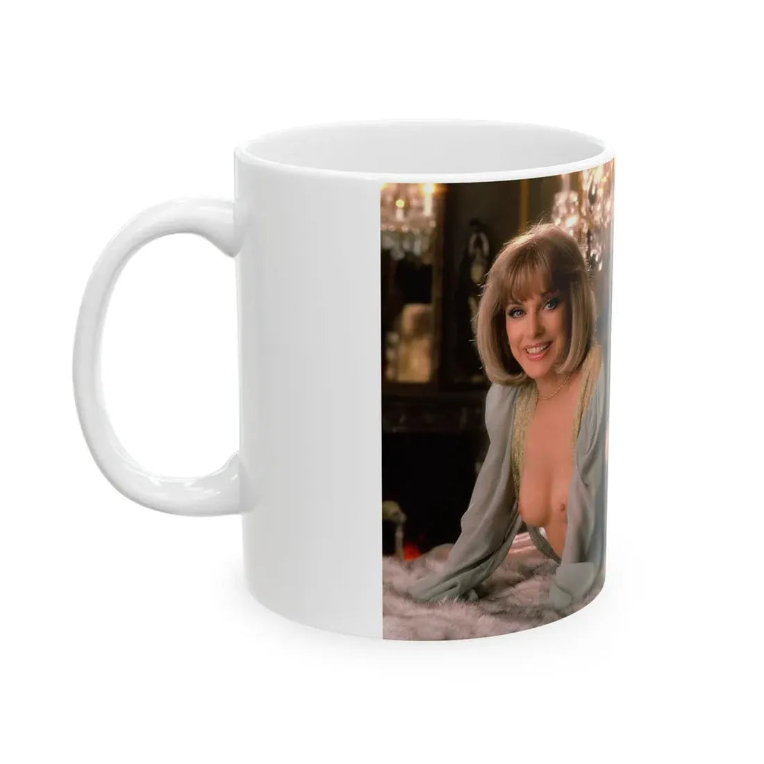 Terry Moore #413 - Unreleased Aug. '84 Playboy Photo from shoot topless in lingerie & heels (Vintage Female Icon) White Coffee Mug - Go Mug Yourself