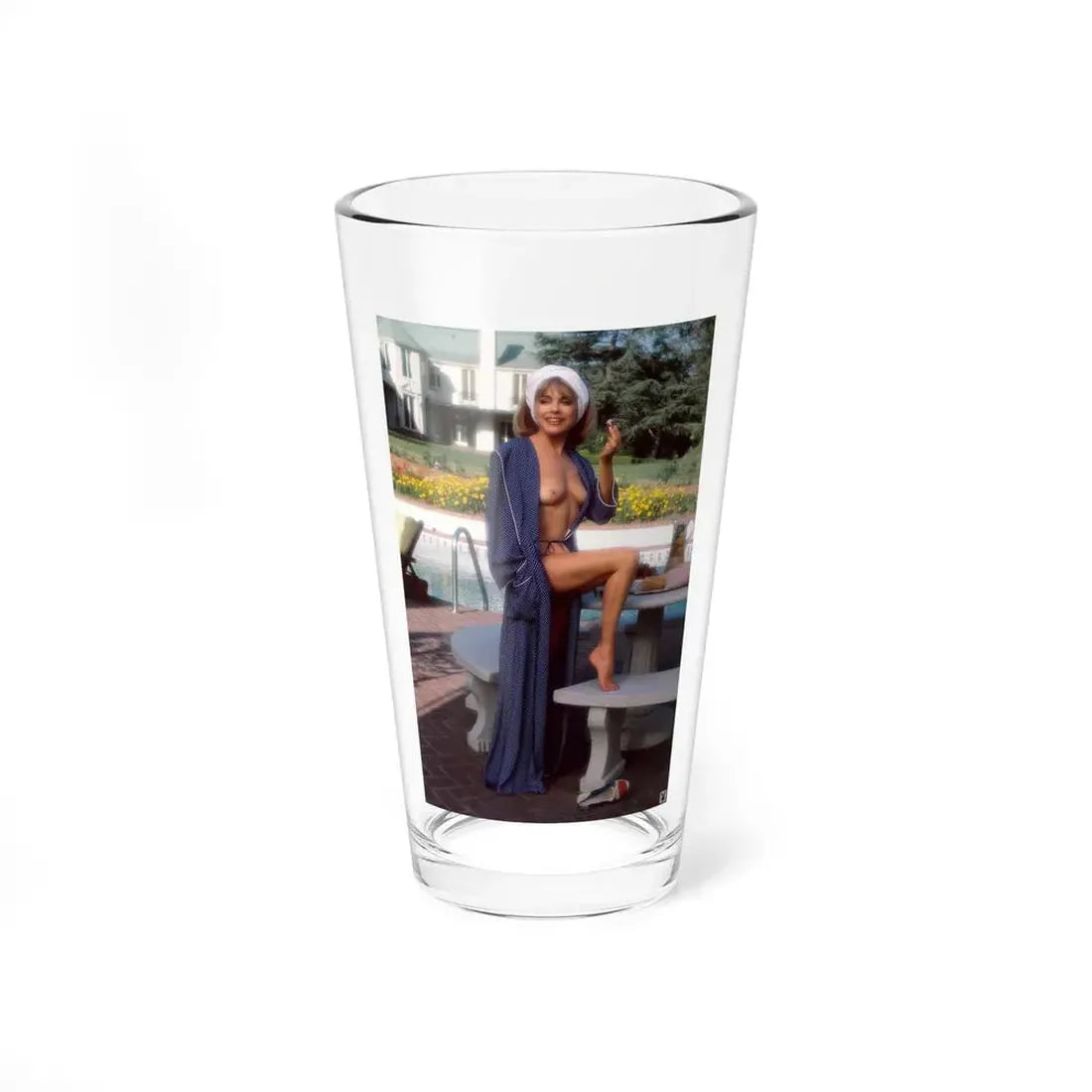Terry Moore #414 - Unreleased Aug. '84 Playboy Photo from shoot topless in robe (Vintage Female Icon) Pint Glass 16oz 16oz - Go Mug Yourself