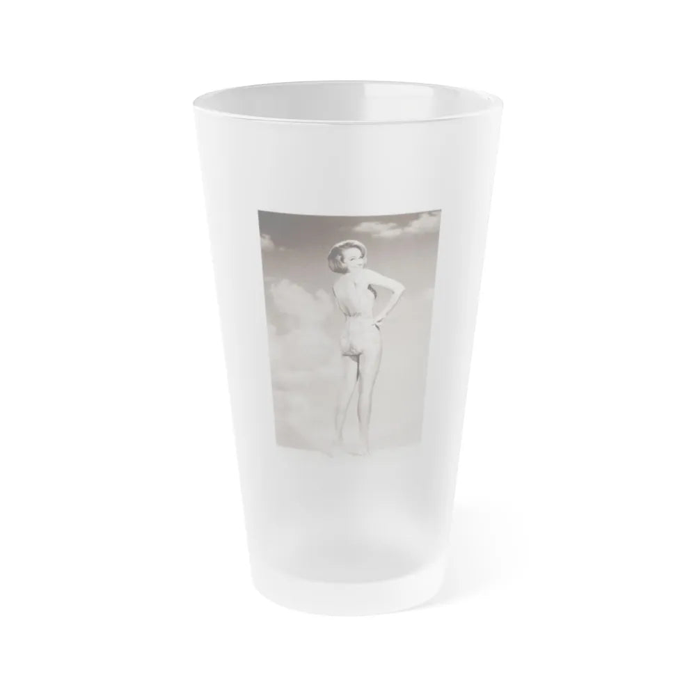 Terry Moore #43 - 1-Piece B&W Barefoot Swimsuit Cheesecake Photo from 60's (Vintage Female Icon) Frosted Pint Glass 16oz-16oz-Frosted-Go Mug Yourself