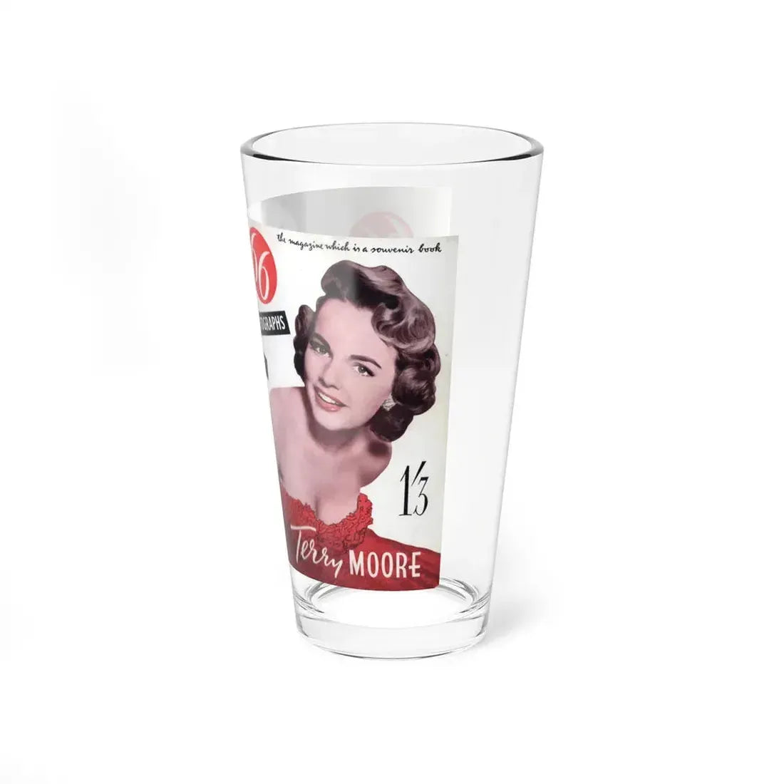 Terry Moore #435 - 66 PHTOTOGRAPHS OF Terry MOORE U.K. Pocket Mag. Front Cover Page 1 & Back Cover (Vintage Female Icon) Pint Glass 16oz - Go Mug Yourself