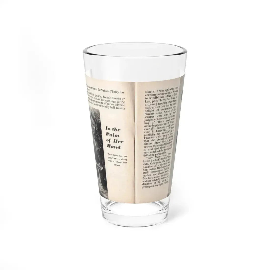 Terry Moore #437 - 66 PHOTOGRAPHS OF Terry MOORE U.K. Pocket Mag. Pages 4 & 5 (Vintage Female Icon) Pint Glass 16oz 16oz - Go Mug Yourself