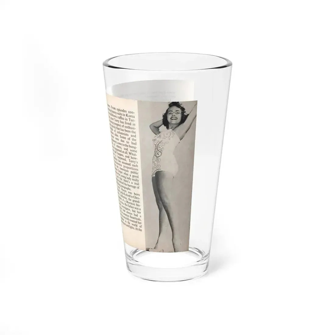 Terry Moore #437 - 66 PHOTOGRAPHS OF Terry MOORE U.K. Pocket Mag. Pages 4 & 5 (Vintage Female Icon) Pint Glass 16oz - Go Mug Yourself