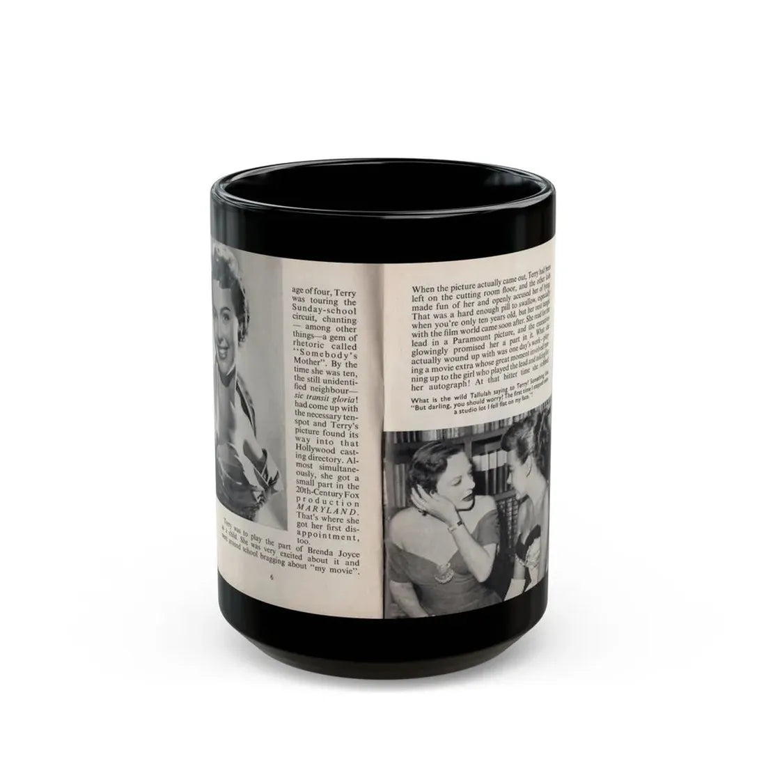 Terry Moore #438 - 66 PHOTOGRAPHS OF Terry MOORE U.K. Pocket Mag. Pages 6 & 7 (Vintage Female Icon) Black Coffee Mug 15oz - Go Mug Yourself