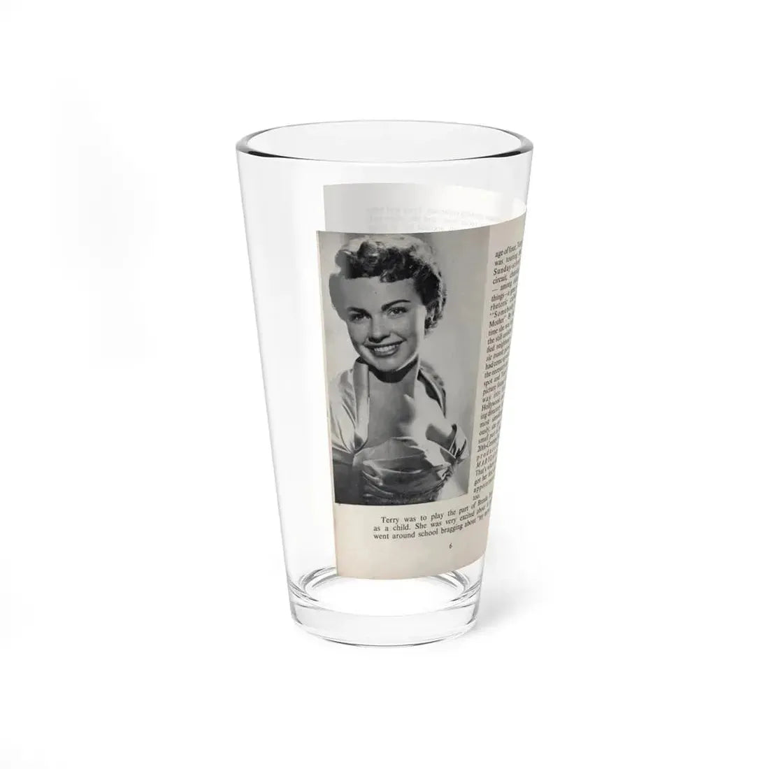 Terry Moore #438 - 66 PHOTOGRAPHS OF Terry MOORE U.K. Pocket Mag. Pages 6 & 7 (Vintage Female Icon) Pint Glass 16oz - Go Mug Yourself