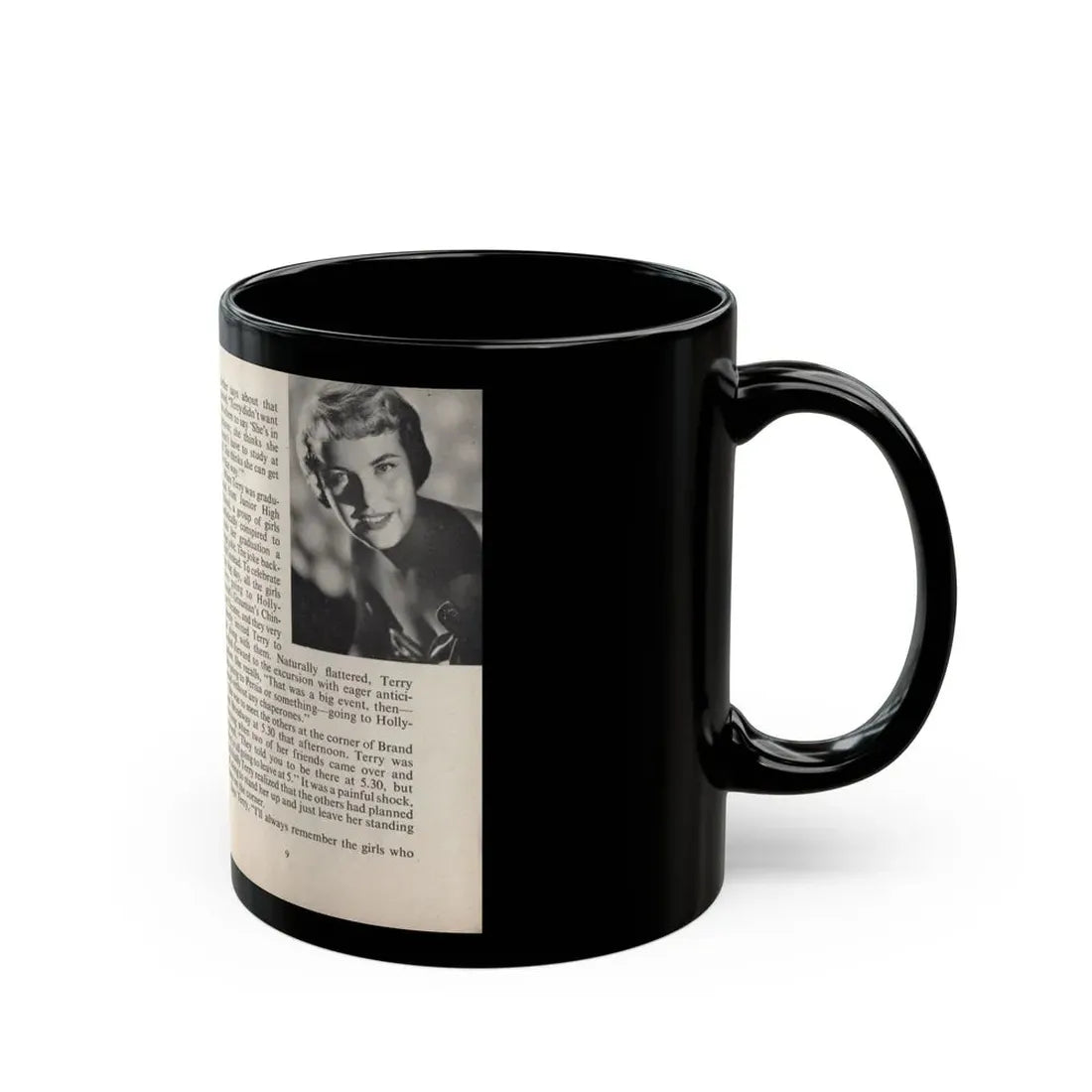 Terry Moore #439 - 66 PHOTOGRAPHS OF Terry MOORE U.K. Pocket Mag. Pages 8 & 9 (Vintage Female Icon) Black Coffee Mug - Go Mug Yourself