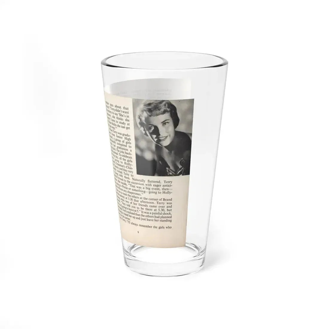Terry Moore #439 - 66 PHOTOGRAPHS OF Terry MOORE U.K. Pocket Mag. Pages 8 & 9 (Vintage Female Icon) Pint Glass 16oz - Go Mug Yourself