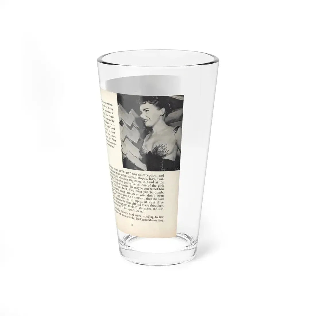 Terry Moore #441 - 66 PHOTOGRAPHS OF Terry MOORE U.K. Pocket Mag. Pages 12 & 13 (Vintage Female Icon) Pint Glass 16oz - Go Mug Yourself