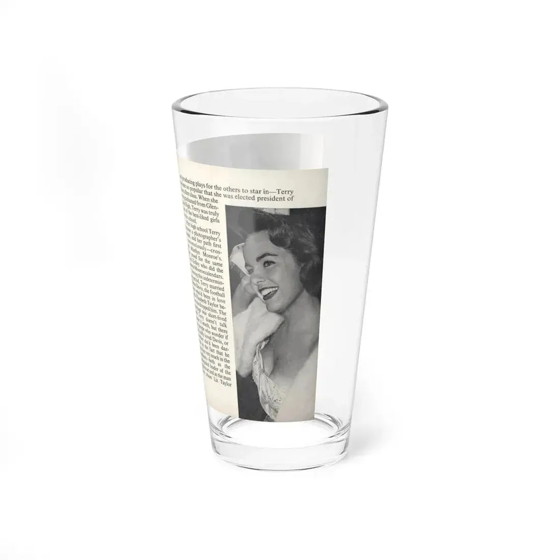 Terry Moore #442 - 66 PHOTOGRAPHS OF Terry MOORE U.K. Pocket Mag. Pages 14 & 15 (Vintage Female Icon) Pint Glass 16oz - Go Mug Yourself