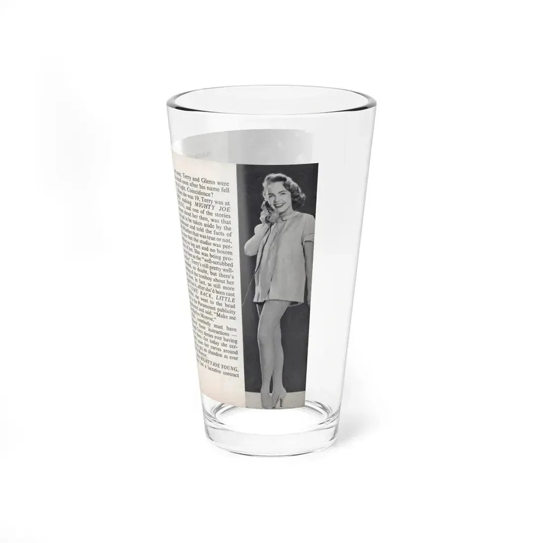 Terry Moore #443 - 66 PHOTOGRAPHS OF Terry MOORE U.K. Pocket Mag. Pages 16 & 17 (Vintage Female Icon) Pint Glass 16oz - Go Mug Yourself