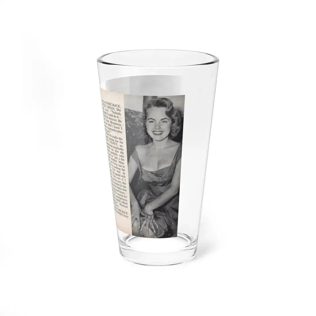 Terry Moore #444 - 66 PHOTOGRAPHS OF Terry MOORE U.K. Pocket Mag. Pages 18 & 19 (Vintage Female Icon) Pint Glass 16oz - Go Mug Yourself