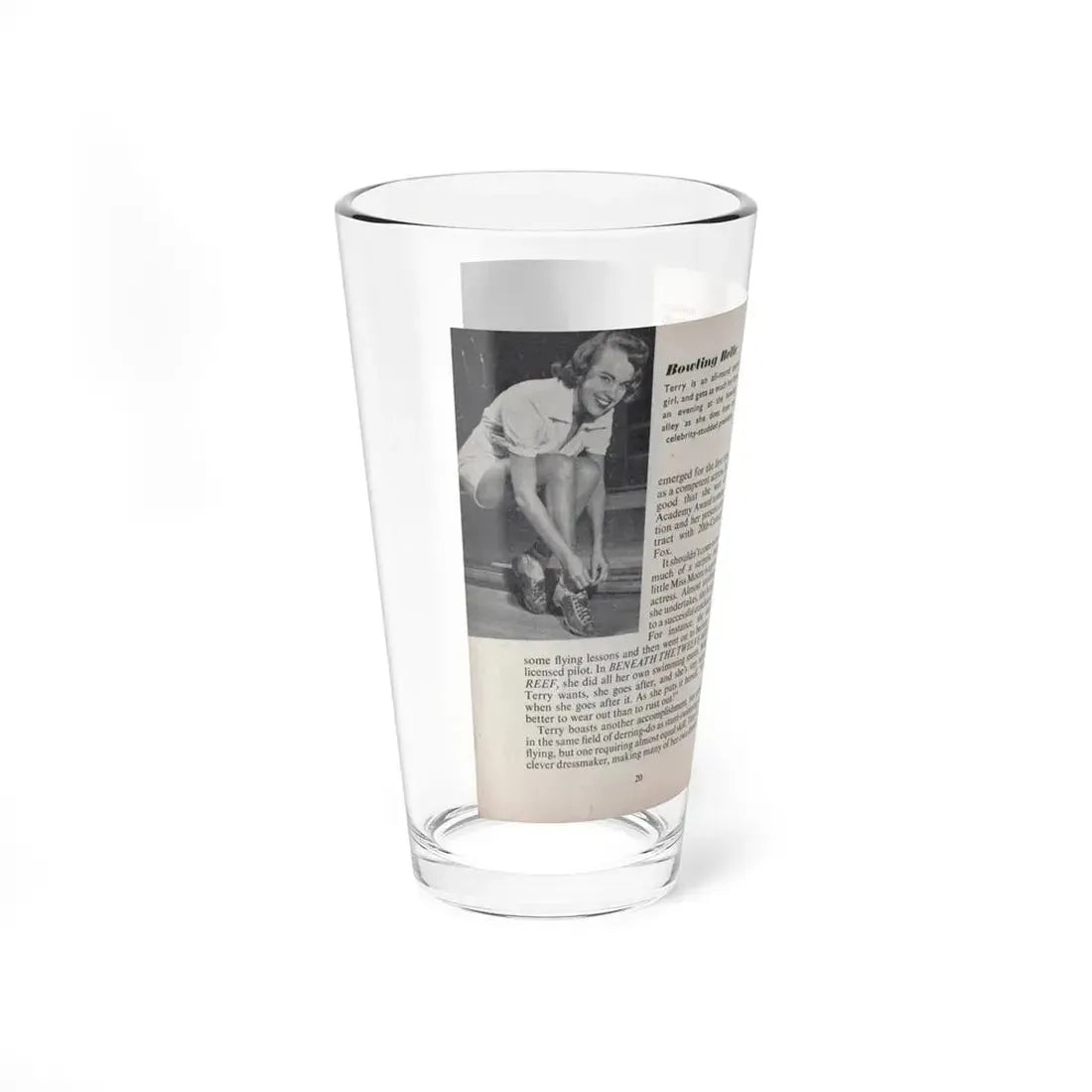 Terry Moore #445 - 66 PHOTOGRAPHS OF Terry MOORE U.K. Pocket Mag. Pages 20 & 21 (Vintage Female Icon) Pint Glass 16oz - Go Mug Yourself