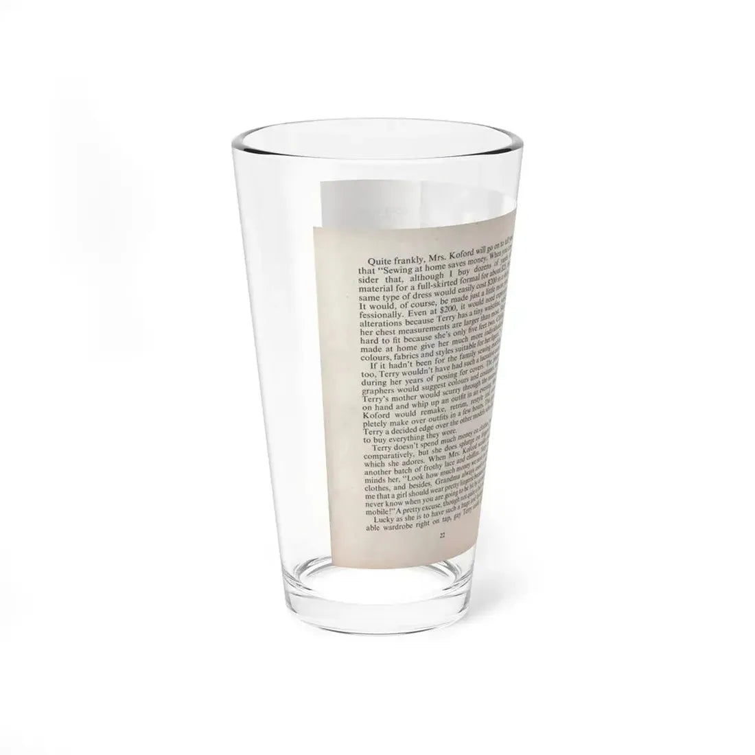 Terry Moore #446 - 66 PHOTOGRAPHS OF Terry MOORE U.K. Pocket Mag. Pages 22 & 23 (Vintage Female Icon) Pint Glass 16oz - Go Mug Yourself