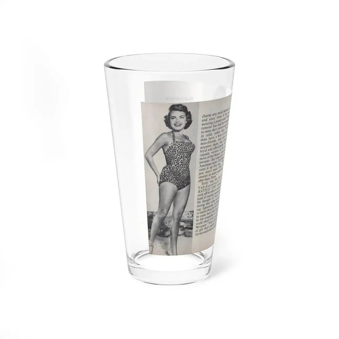 Terry Moore #447 - 66 PHOTOGRAPHS OF Terry MOORE U.K. Pocket Mag. Pages 24 & 25 (Vintage Female Icon) Pint Glass 16oz - Go Mug Yourself