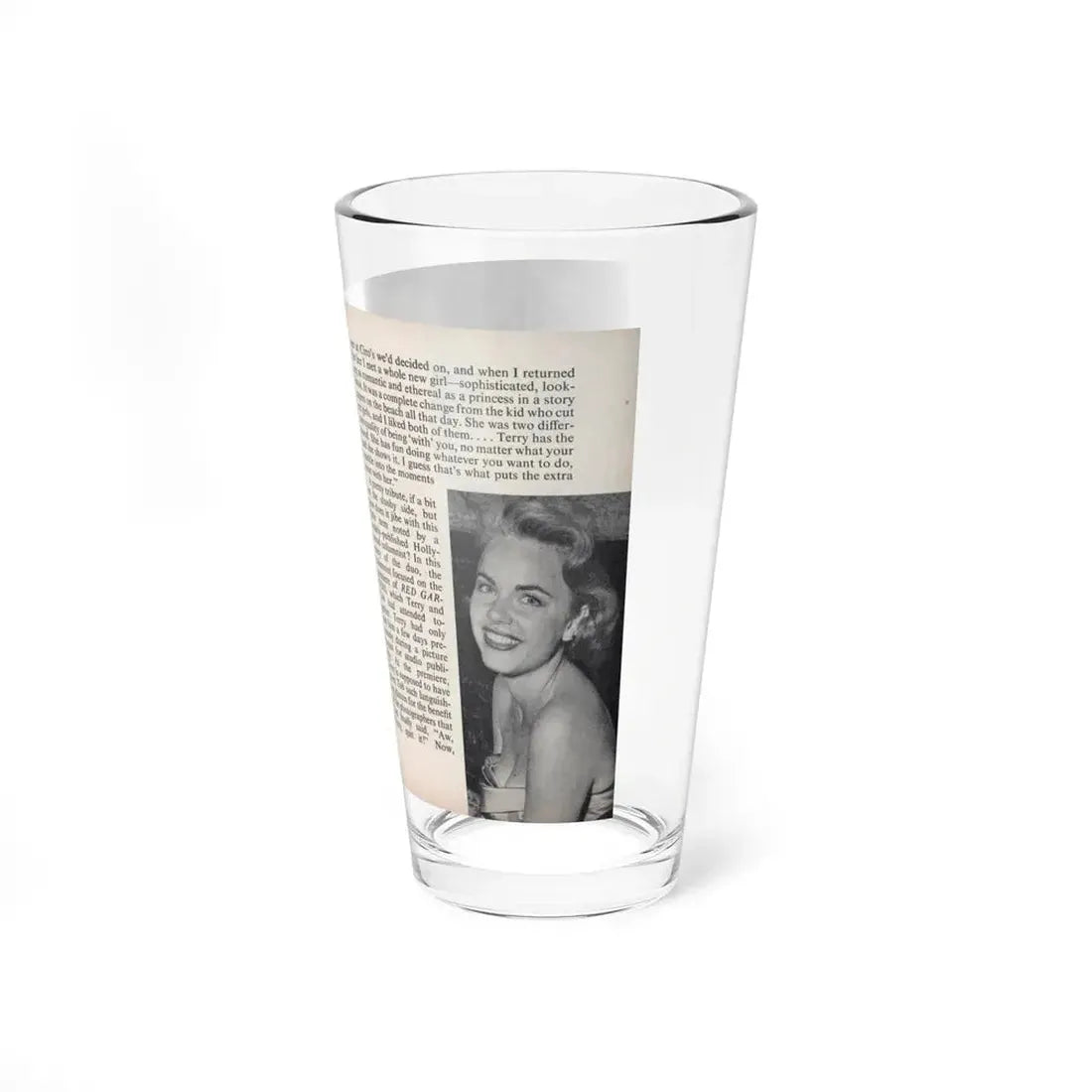 Terry Moore #448 - 66 PHOTOGRAPHS OF Terry MOORE U.K. Pocket Mag. Pages 26 & 27 (Vintage Female Icon) Pint Glass 16oz - Go Mug Yourself
