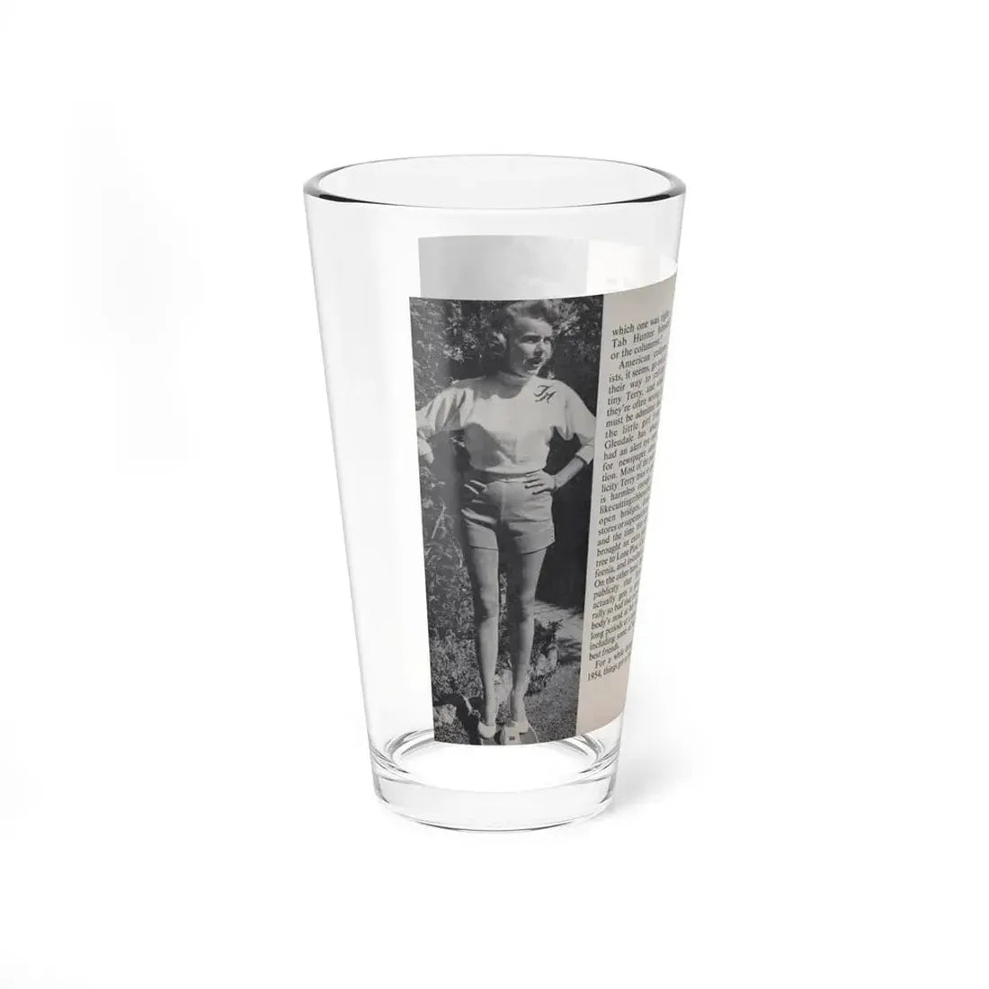 Terry Moore #449 - 66 PHOTOGRAPHS OF Terry MOORE U.K. Pocket Mag. Pages 28 & 29 (Vintage Female Icon) Pint Glass 16oz - Go Mug Yourself