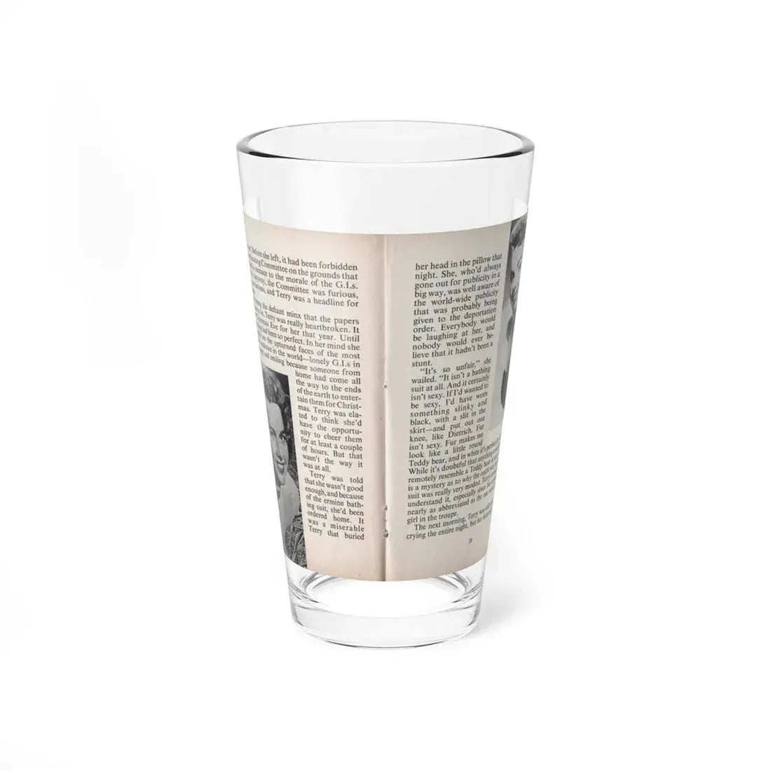 Terry Moore #450 - 66 PHOTOGRAPHS OF Terry MOORE U.K. Pocket Mag. Pages 30 & 31 (Vintage Female Icon) Pint Glass 16oz 16oz - Go Mug Yourself