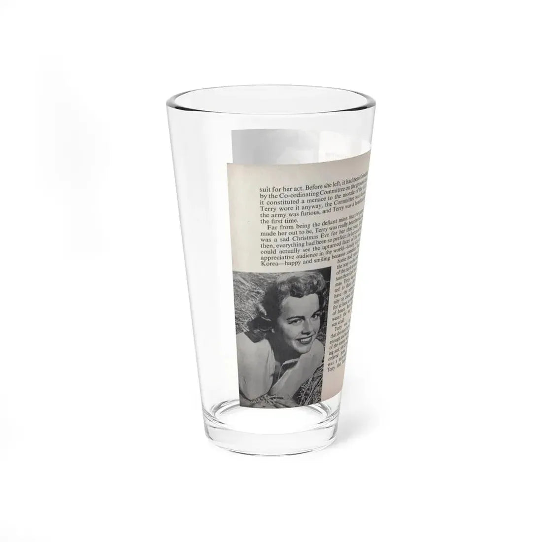 Terry Moore #450 - 66 PHOTOGRAPHS OF Terry MOORE U.K. Pocket Mag. Pages 30 & 31 (Vintage Female Icon) Pint Glass 16oz - Go Mug Yourself