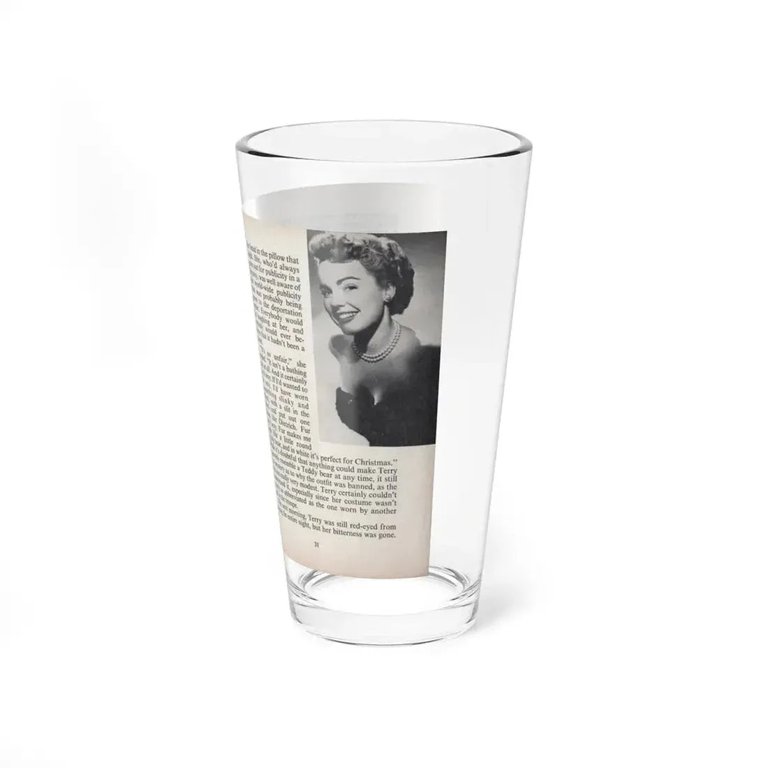 Terry Moore #450 - 66 PHOTOGRAPHS OF Terry MOORE U.K. Pocket Mag. Pages 30 & 31 (Vintage Female Icon) Pint Glass 16oz - Go Mug Yourself