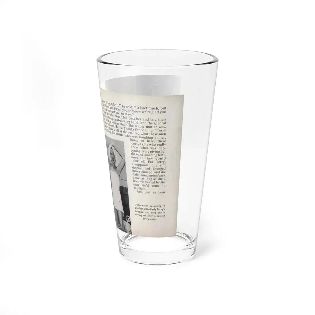 Terry Moore #453 - 66 PHOTOGRAPHS OF Terry MOORE U.K. Pocket Mag. Pages 36 & 37 (Vintage Female Icon) Pint Glass 16oz - Go Mug Yourself