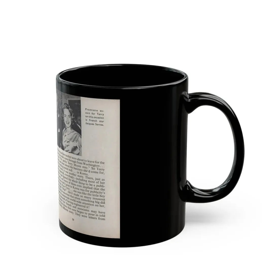 Terry Moore #454 - 66 PHOTOGRAPHS OF Terry MOORE U.K. Pocket Mag. Pages 38 & 39 (Vintage Female Icon) Black Coffee Mug - Go Mug Yourself