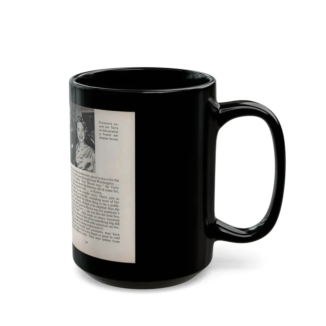 Terry Moore #454 - 66 PHOTOGRAPHS OF Terry MOORE U.K. Pocket Mag. Pages 38 & 39 (Vintage Female Icon) Black Coffee Mug - Go Mug Yourself