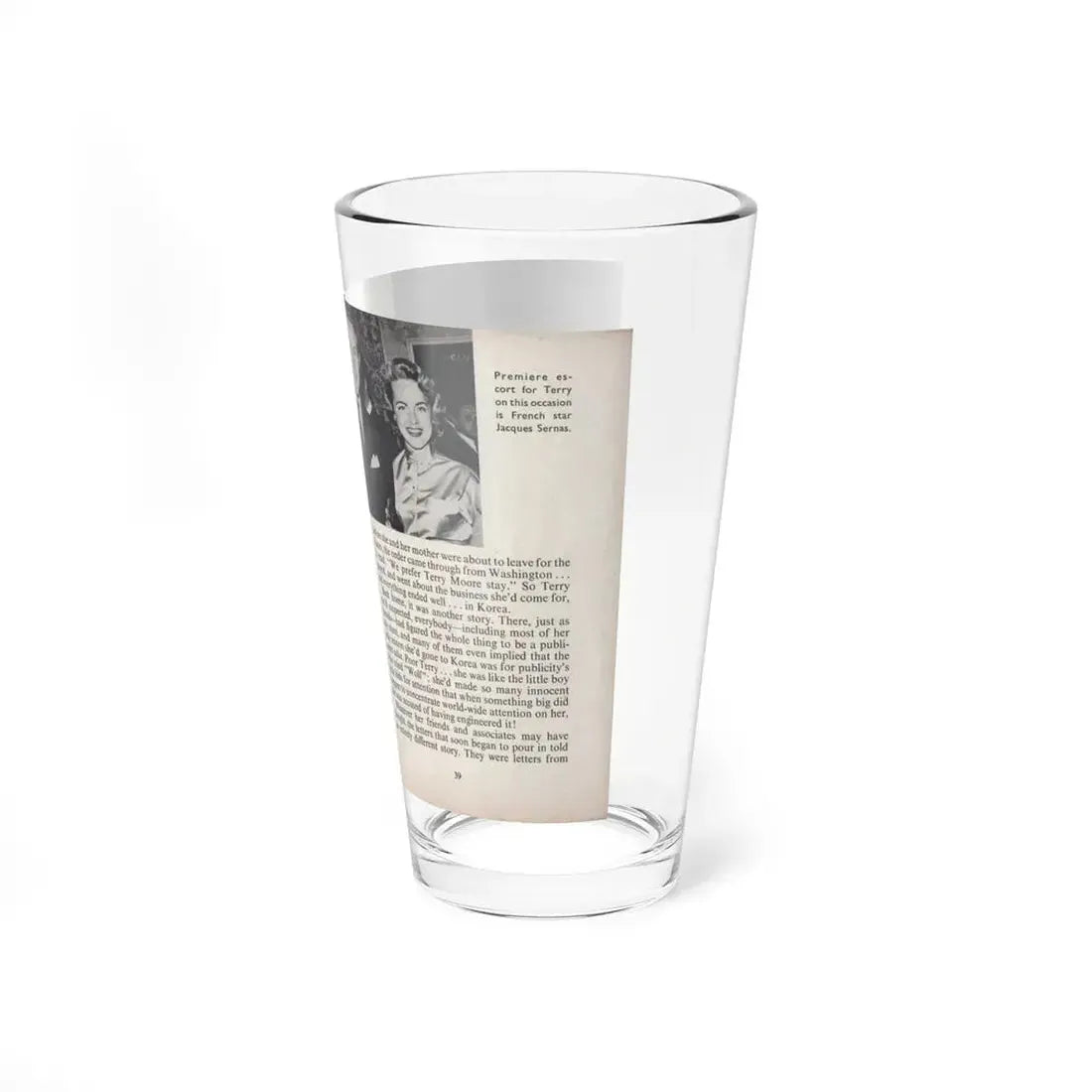 Terry Moore #454 - 66 PHOTOGRAPHS OF Terry MOORE U.K. Pocket Mag. Pages 38 & 39 (Vintage Female Icon) Pint Glass 16oz - Go Mug Yourself