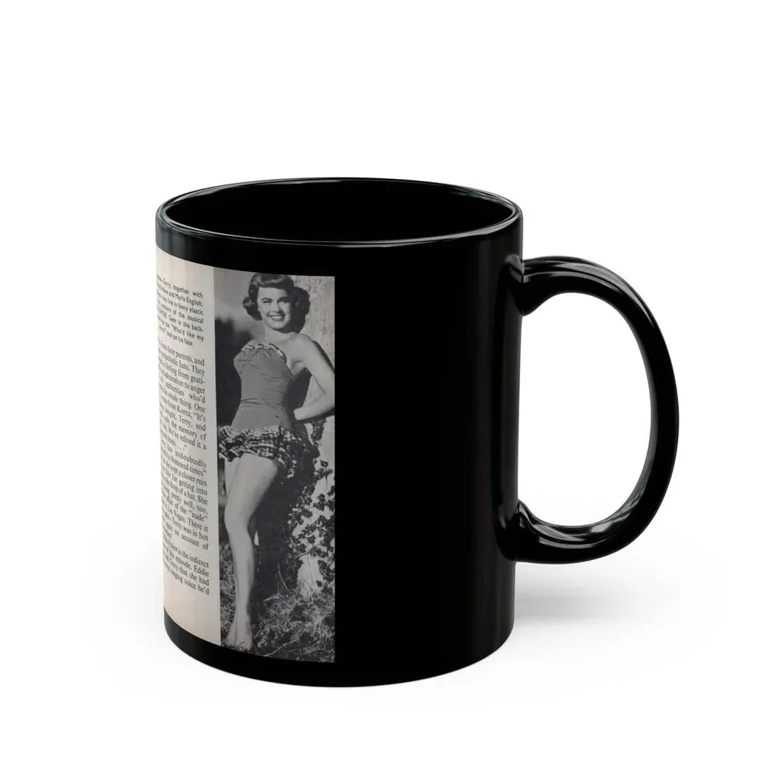 Terry Moore #455 - 66 PHOTOGRAPHS OF Terry MOORE U.K. Pocket Mag. Pages 40 & 41 (Vintage Female Icon) Black Coffee Mug - Go Mug Yourself