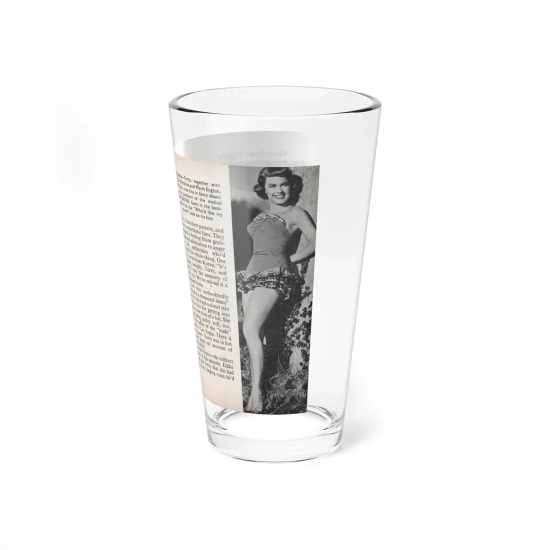 Terry Moore #455 - 66 PHOTOGRAPHS OF Terry MOORE U.K. Pocket Mag. Pages 40 & 41 (Vintage Female Icon) Pint Glass 16oz - Go Mug Yourself