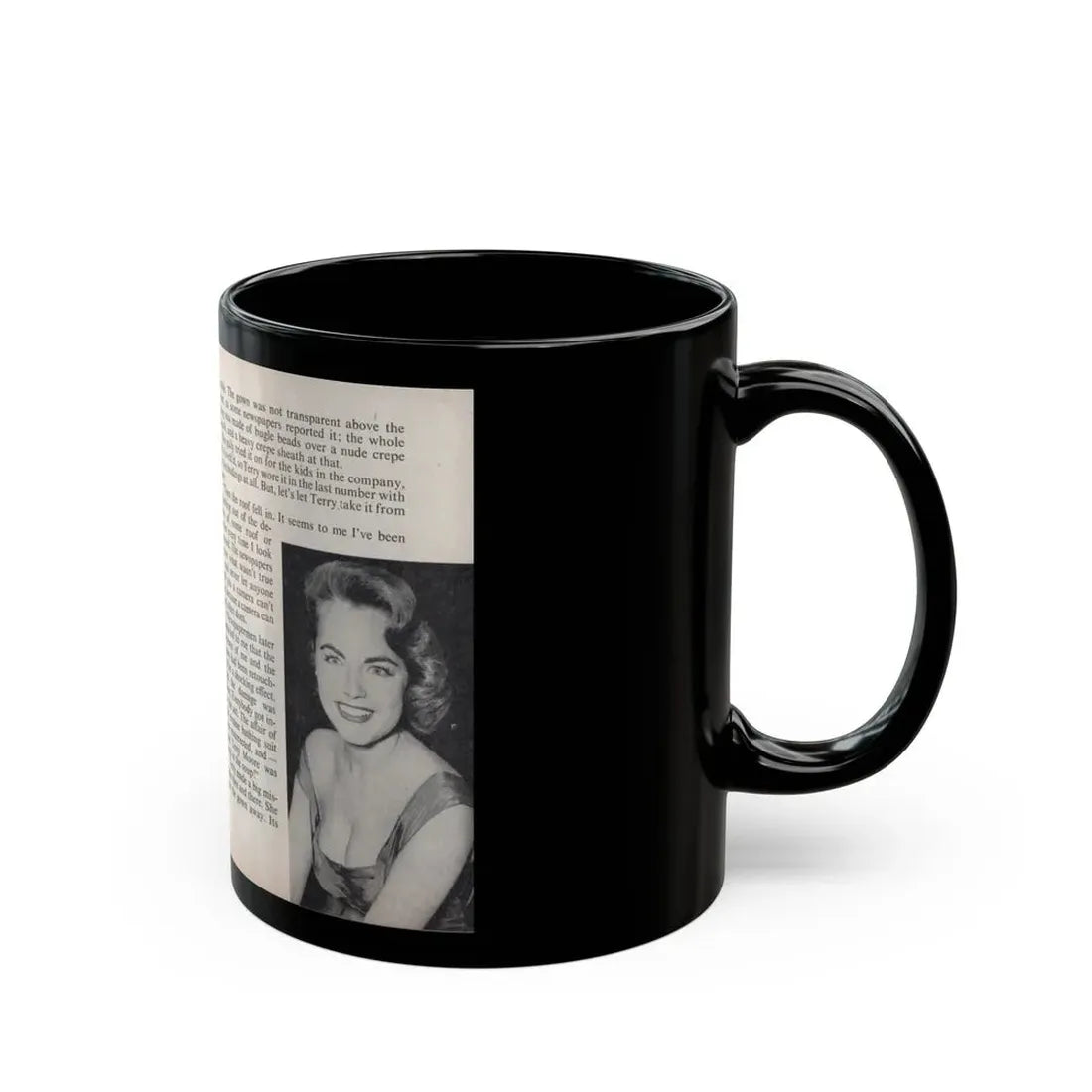 Terry Moore #456 - 66 PHOTOGRAPHS OF Terry MOORE U.K. Pocket Mag. Pages 42 & 43 (Vintage Female Icon) Black Coffee Mug - Go Mug Yourself