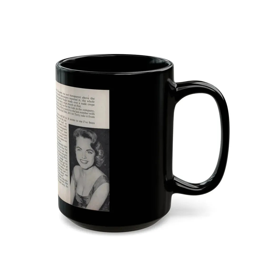 Terry Moore #456 - 66 PHOTOGRAPHS OF Terry MOORE U.K. Pocket Mag. Pages 42 & 43 (Vintage Female Icon) Black Coffee Mug - Go Mug Yourself