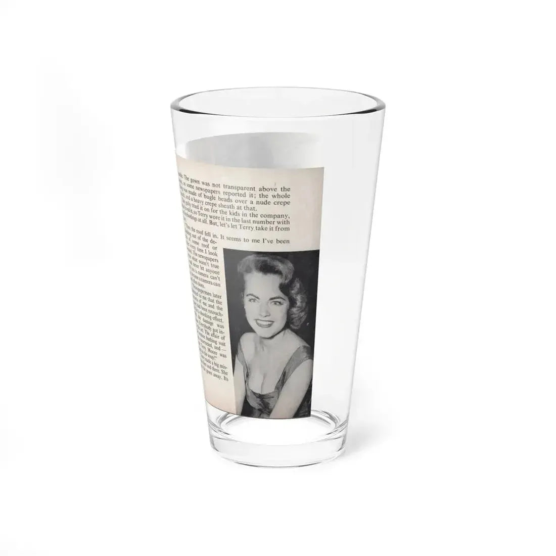 Terry Moore #456 - 66 PHOTOGRAPHS OF Terry MOORE U.K. Pocket Mag. Pages 42 & 43 (Vintage Female Icon) Pint Glass 16oz - Go Mug Yourself
