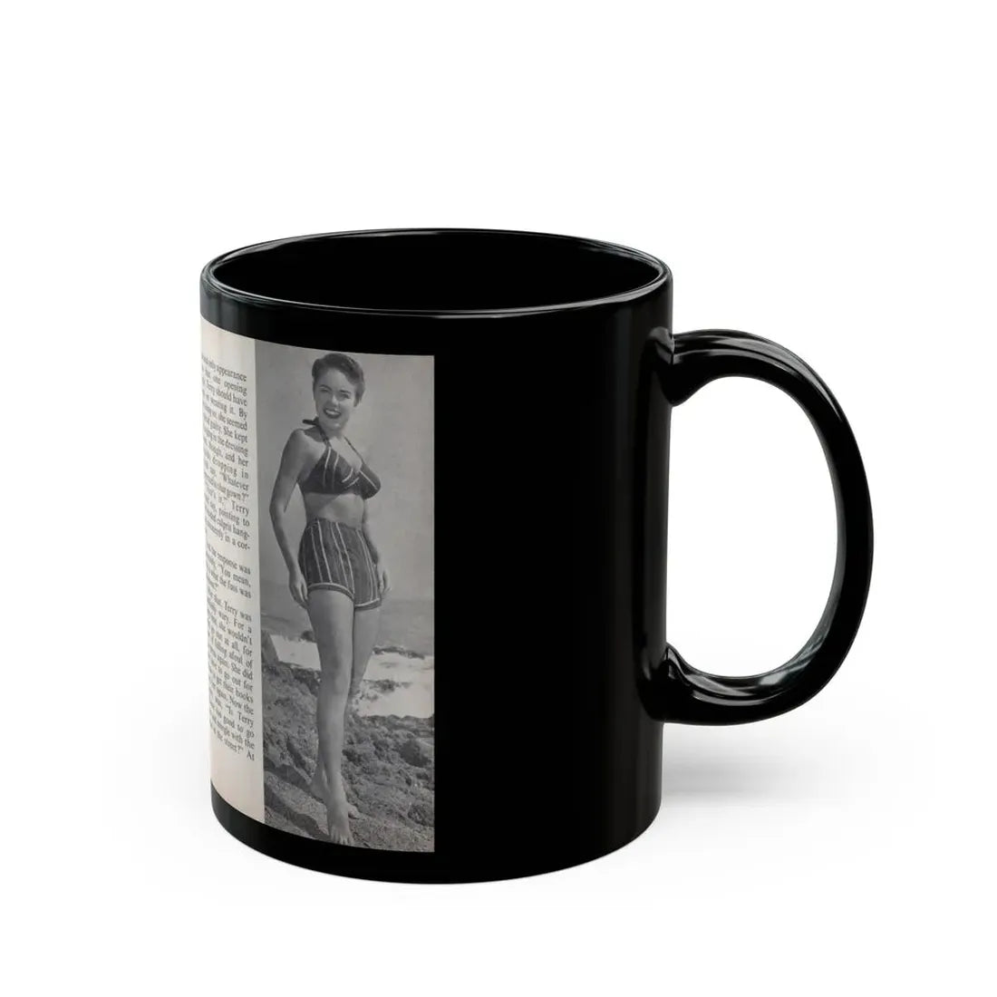 Terry Moore #457 - 66 PHOTOGRAPHS OF Terry MOORE U.K. Pocket Mag. Pages 44 & 45 (Vintage Female Icon) Black Coffee Mug - Go Mug Yourself